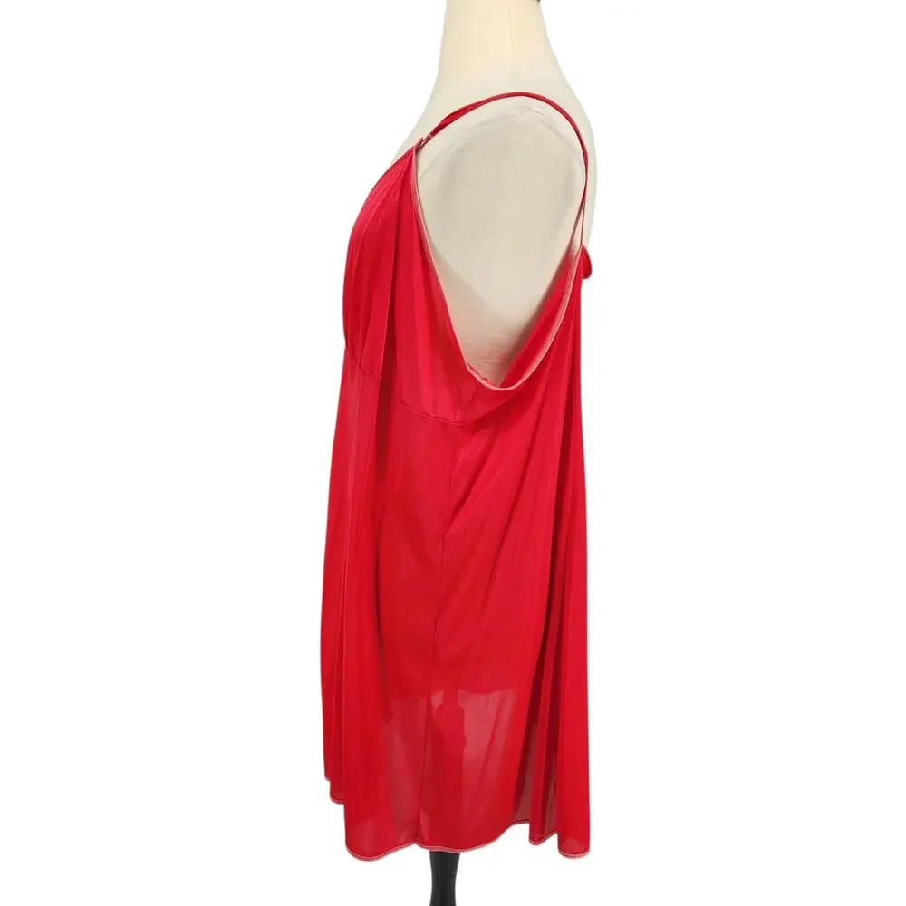 Vintage Figurfit Nylon Slip Dress - Red Size 50 - Picture 4 of 8